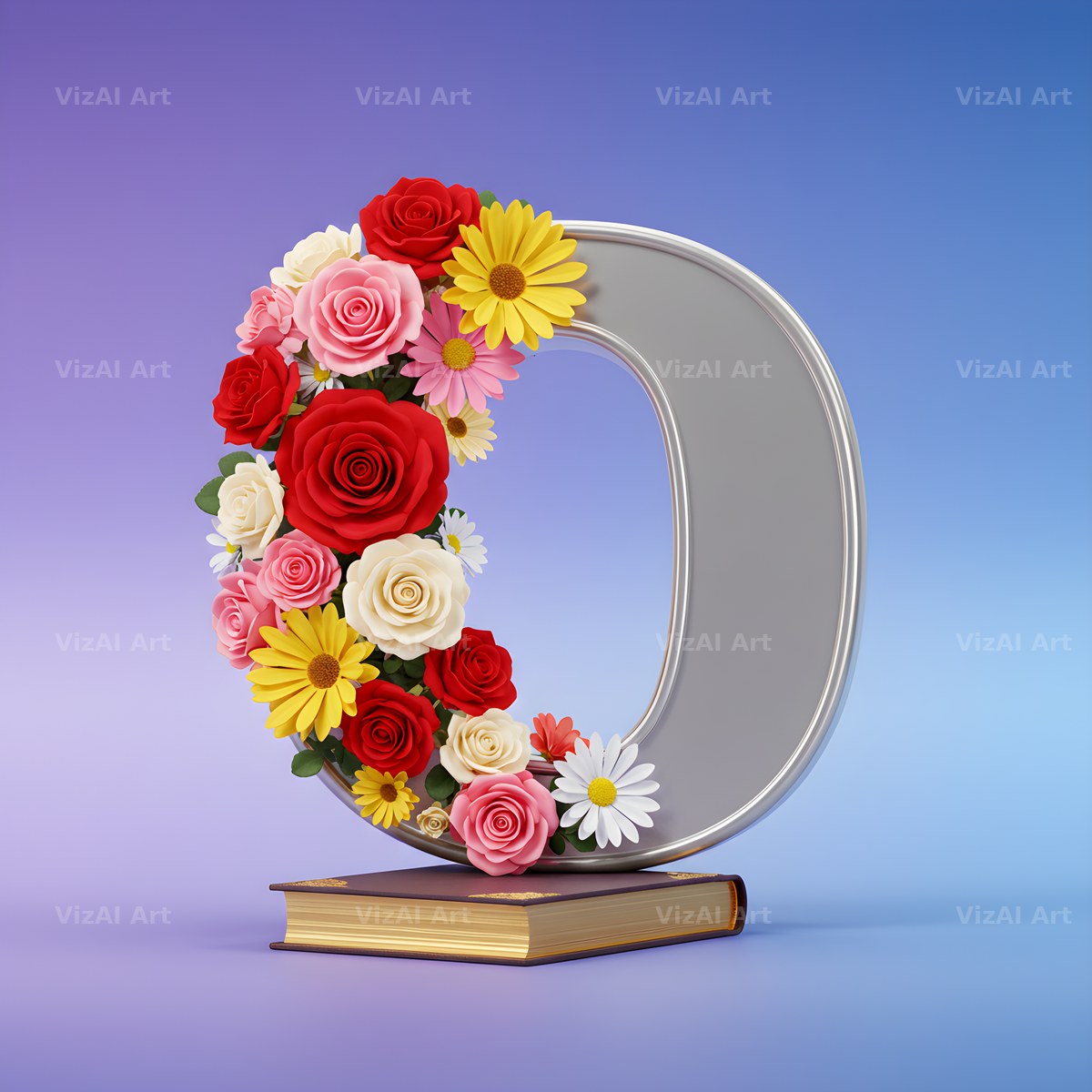 Silver Rose Script alphabet letter O