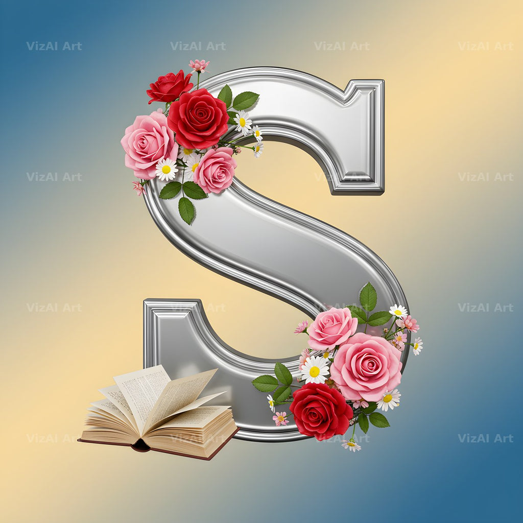 Silver Rose Script alphabet letter S