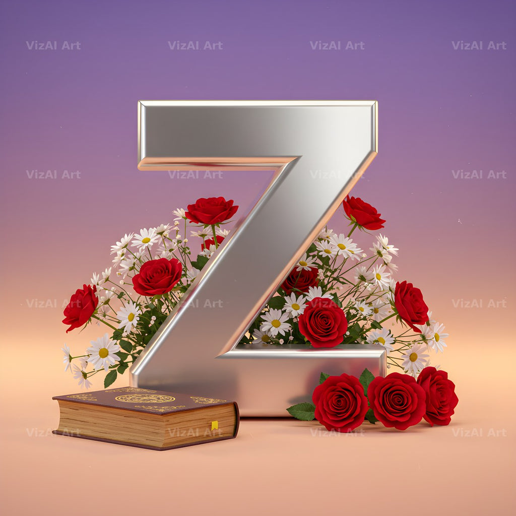 Silver Rose Script alphabet letter Z