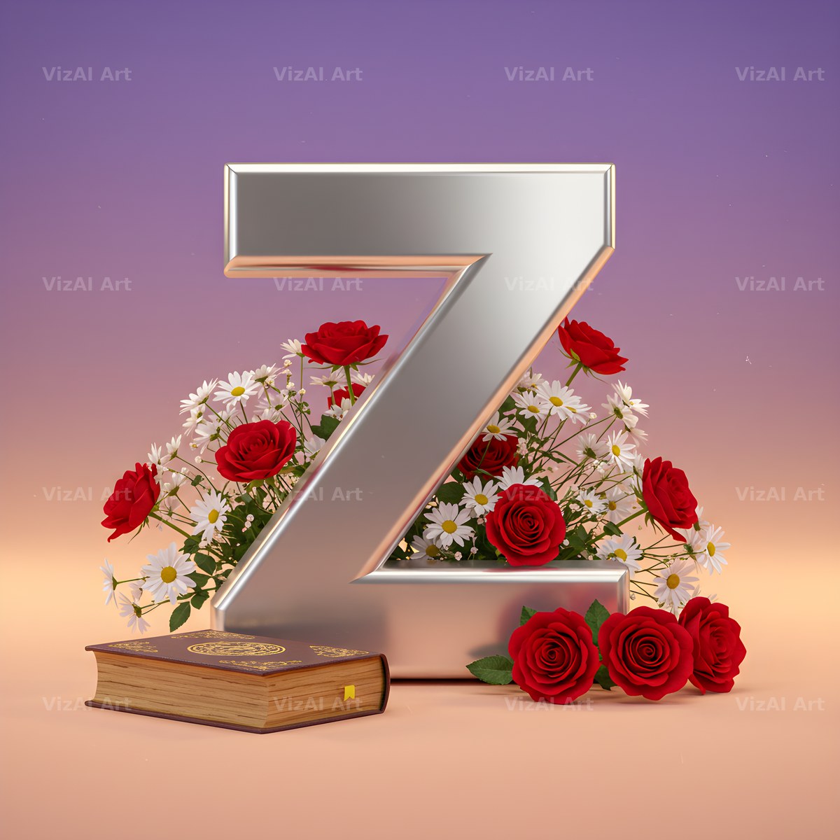 Silver Rose Script alphabet letter Z