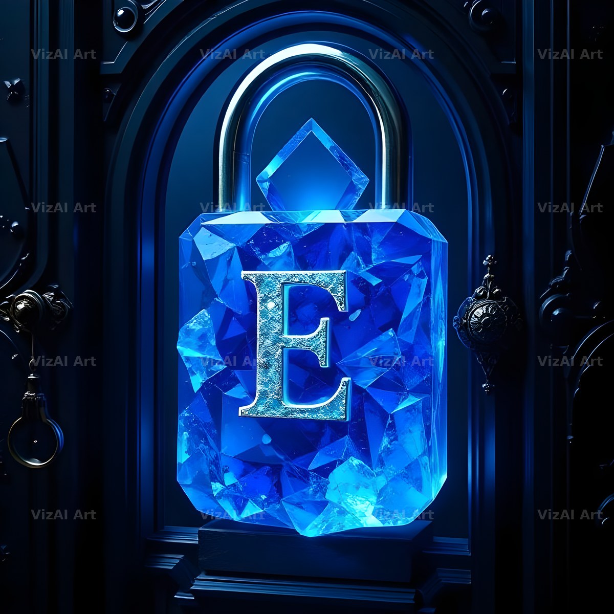 Sapphire Padlock Vault alphabet letter E