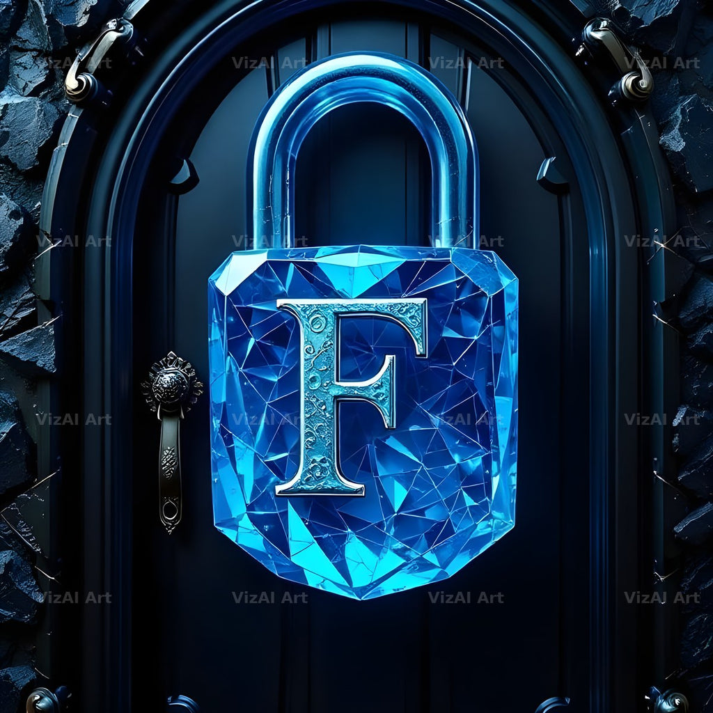 Sapphire Padlock Vault alphabet letter F