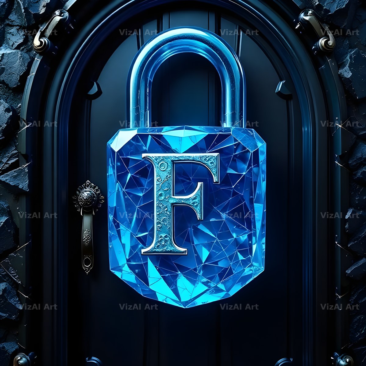 Sapphire Padlock Vault alphabet letter F