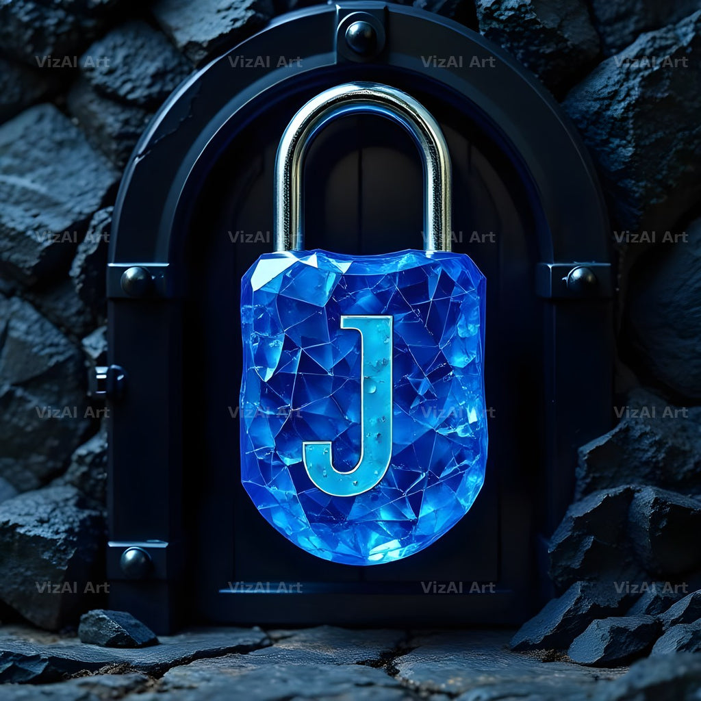 Sapphire Padlock Vault alphabet letter J