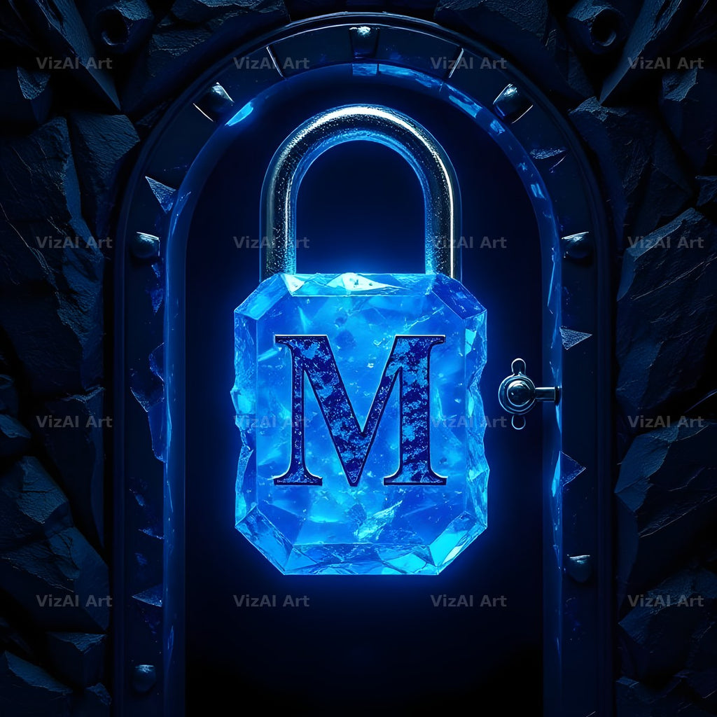 Sapphire Padlock Vault alphabet letter M