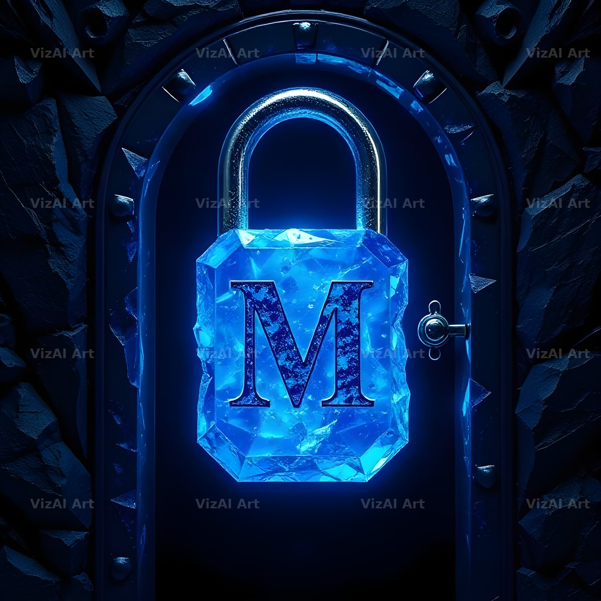 Sapphire Padlock Vault alphabet letter M