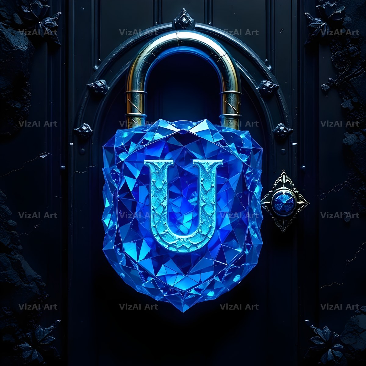 Sapphire Padlock Vault alphabet letter U