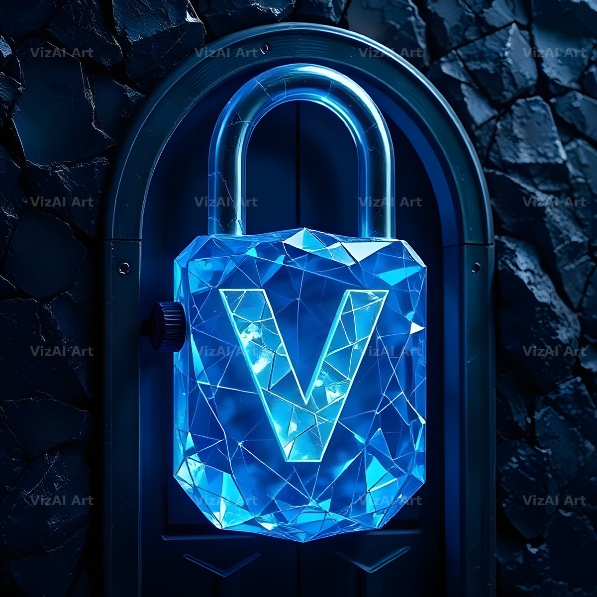 Sapphire Padlock Vault alphabet letter V