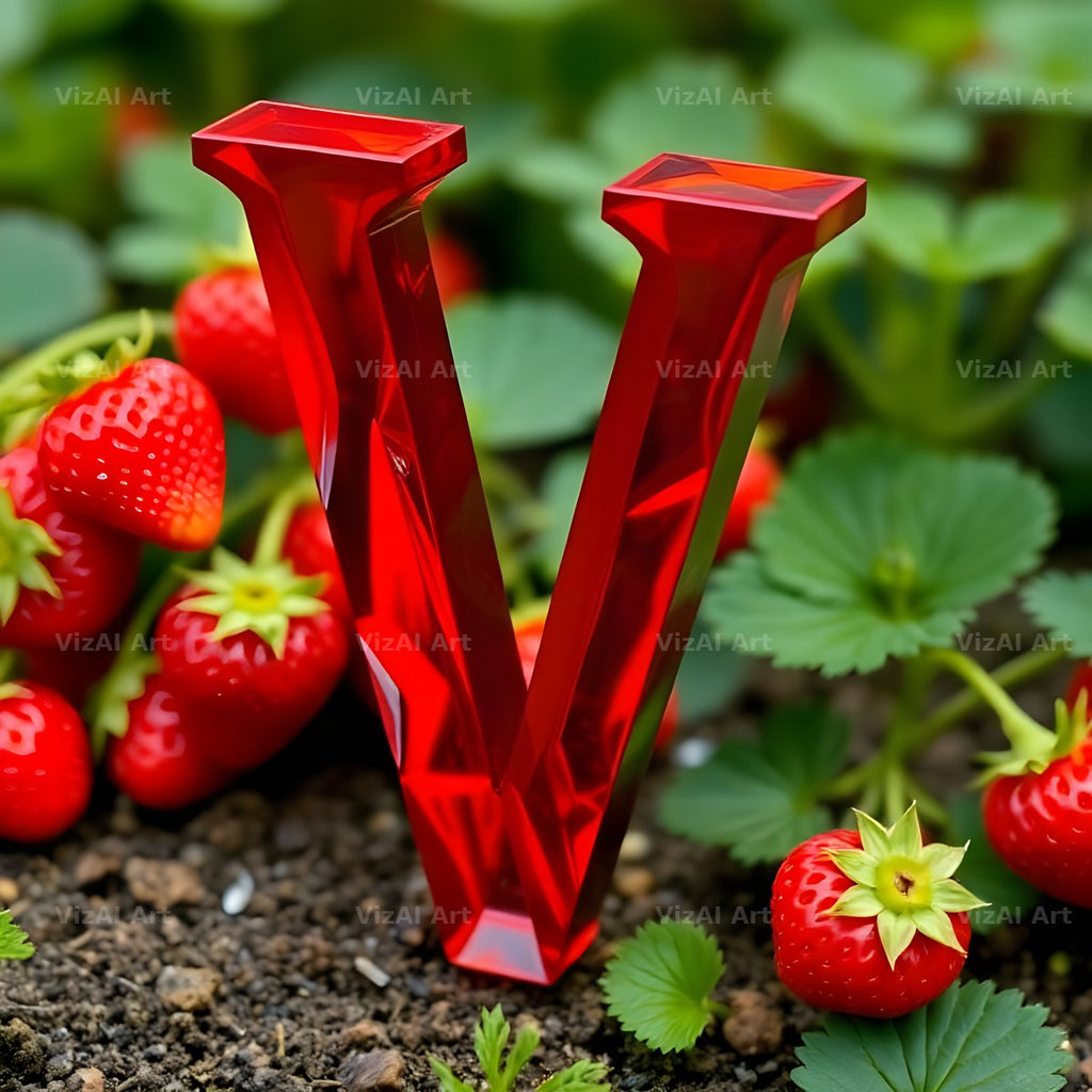 Strawberry Field Fresh alphabet letter V