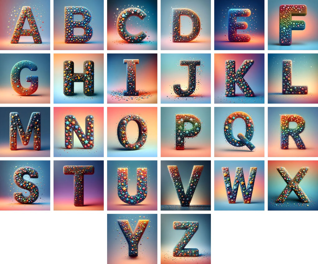 Star Bead Sparkle alphabet — all 26 letters