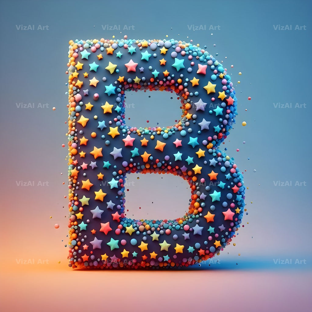 Star Bead Sparkle alphabet letter B