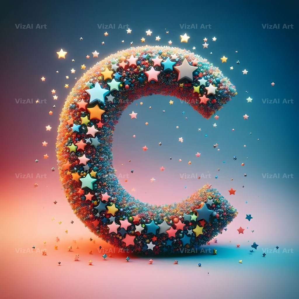 Star Bead Sparkle alphabet letter C