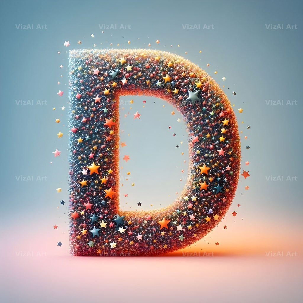 Star Bead Sparkle alphabet letter D