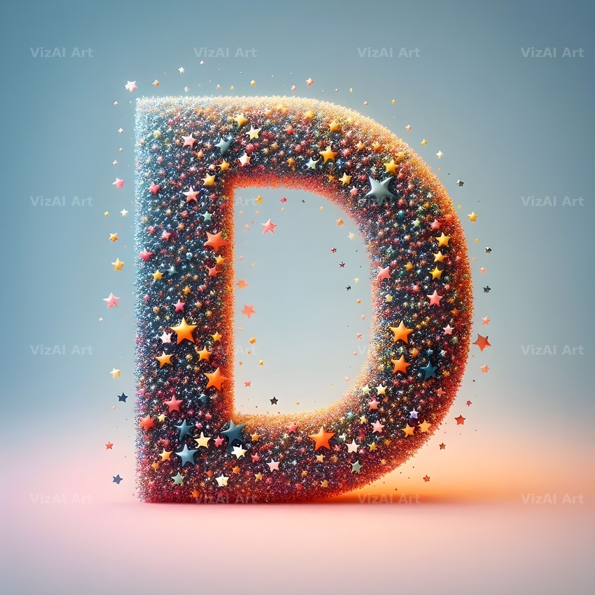 Star Bead Sparkle alphabet letter D