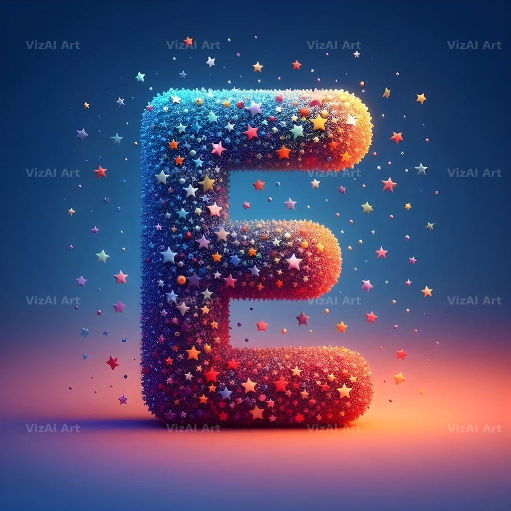 Star Bead Sparkle alphabet letter E