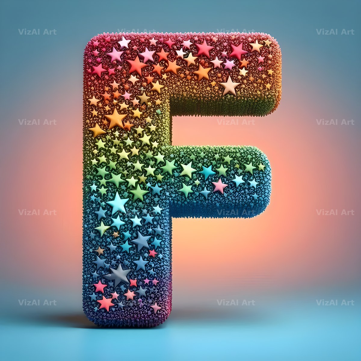 Star Bead Sparkle alphabet letter F