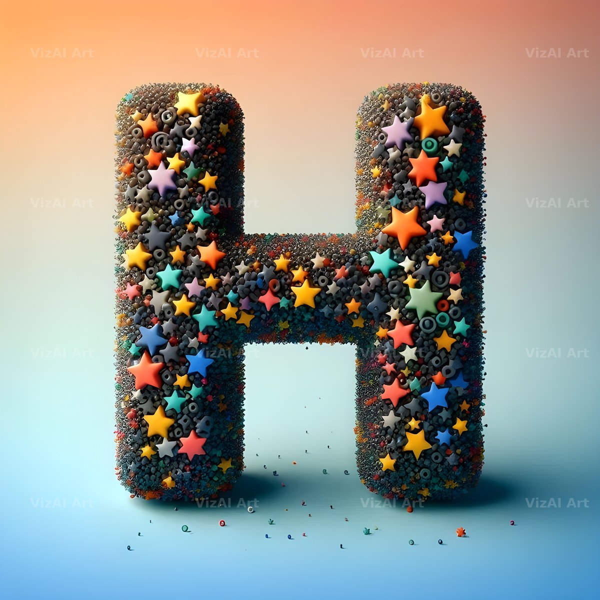 Star Bead Sparkle alphabet letter H