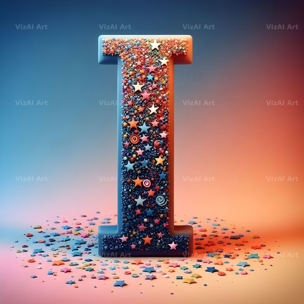 Star Bead Sparkle alphabet letter I