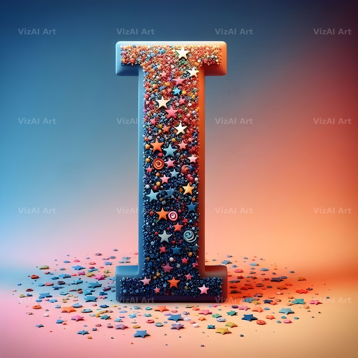 Star Bead Sparkle alphabet letter I