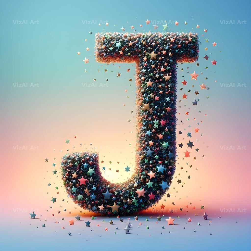 Star Bead Sparkle alphabet letter J