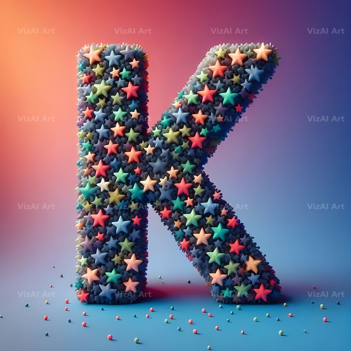 Star Bead Sparkle alphabet letter K