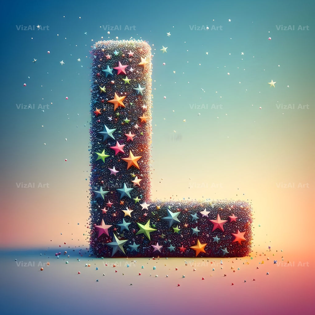 Star Bead Sparkle alphabet letter L
