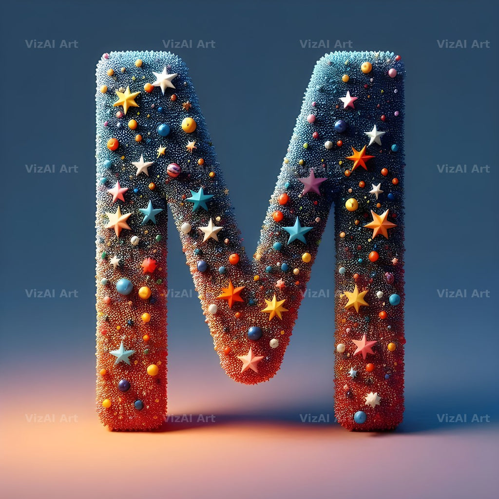 Star Bead Sparkle alphabet letter M