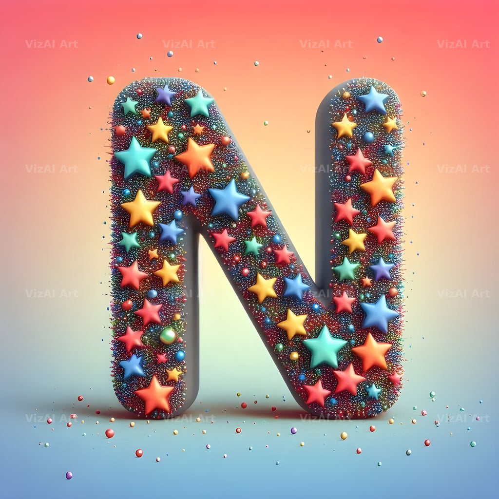 Star Bead Sparkle alphabet letter N