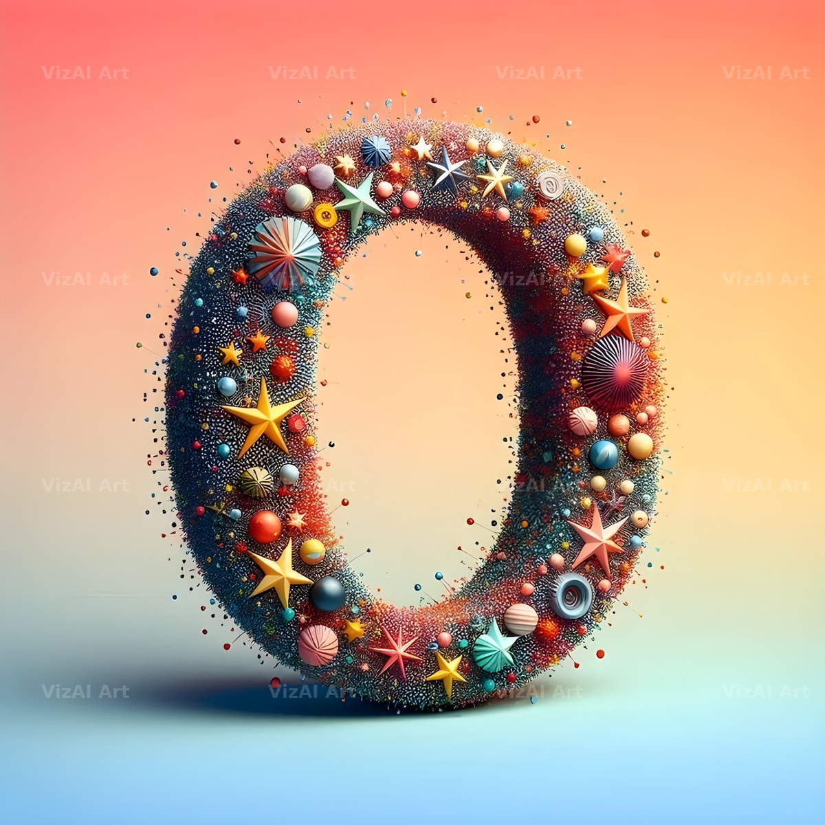 Star Bead Sparkle alphabet letter O