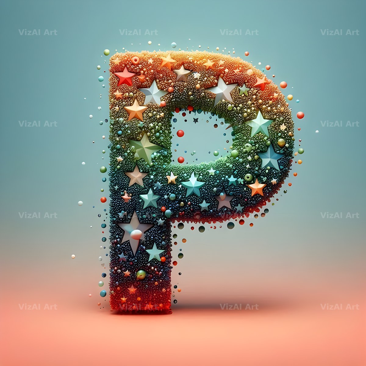 Star Bead Sparkle alphabet letter P
