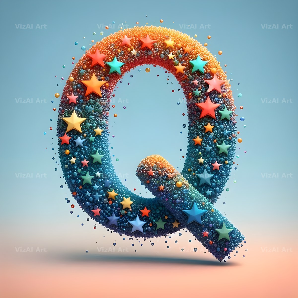 Star Bead Sparkle alphabet letter Q