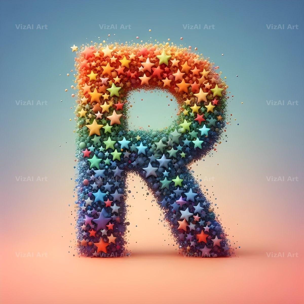 Star Bead Sparkle alphabet letter R