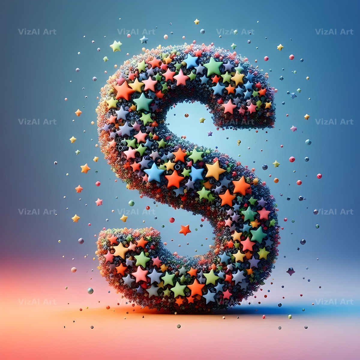 Star Bead Sparkle alphabet letter S