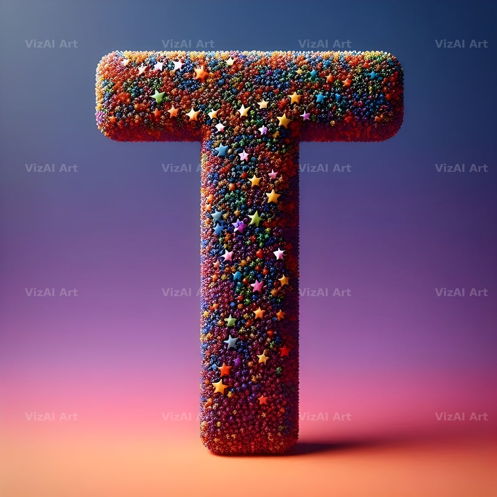 Star Bead Sparkle alphabet letter T