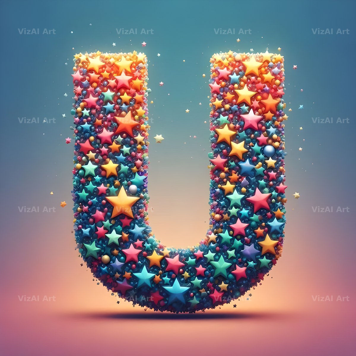 Star Bead Sparkle alphabet letter U