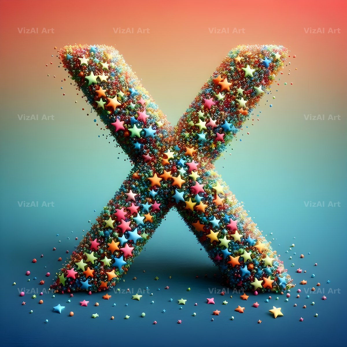 Star Bead Sparkle alphabet letter X
