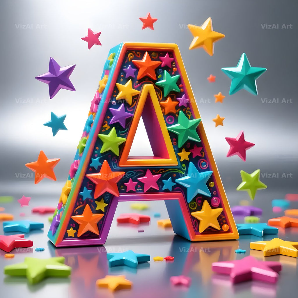 Star Confetti Pop alphabet letter A