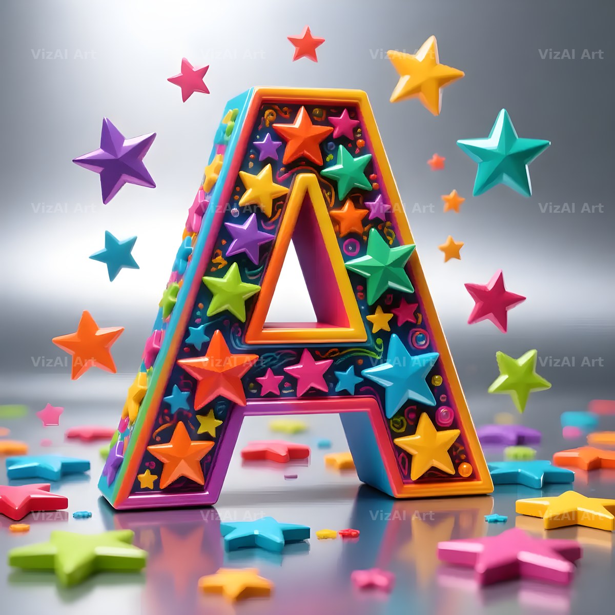 Star Confetti Pop alphabet letter A