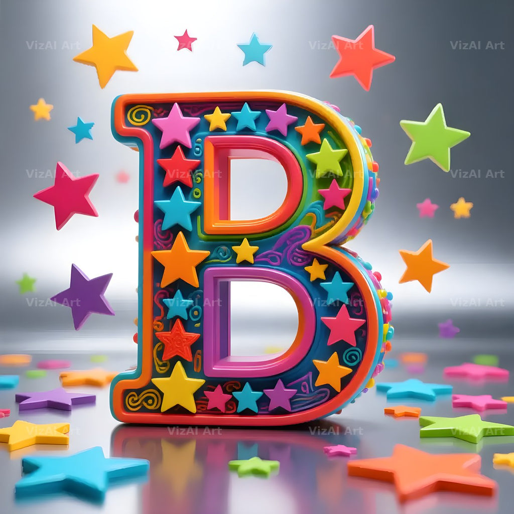 Star Confetti Pop alphabet letter B