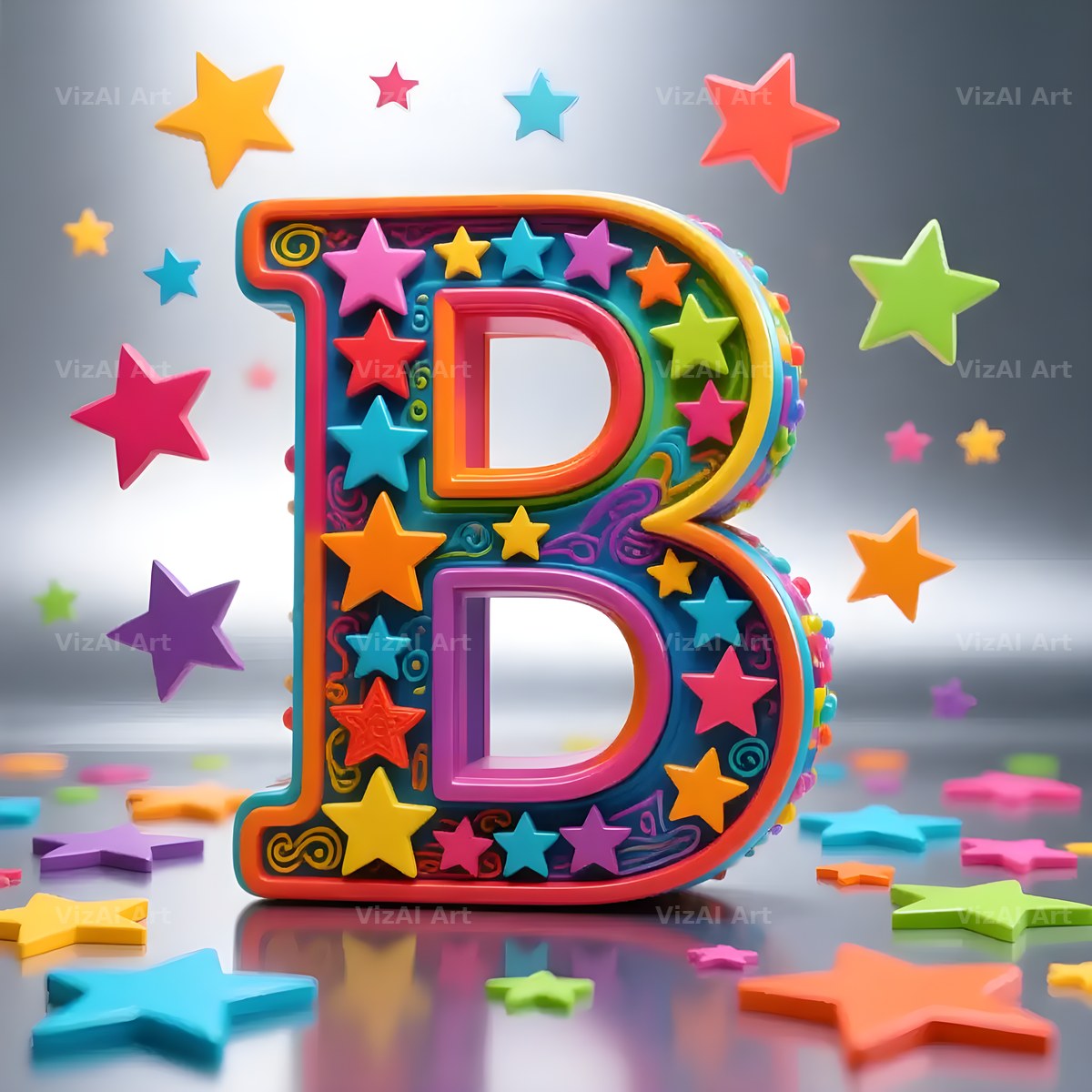 Star Confetti Pop alphabet letter B