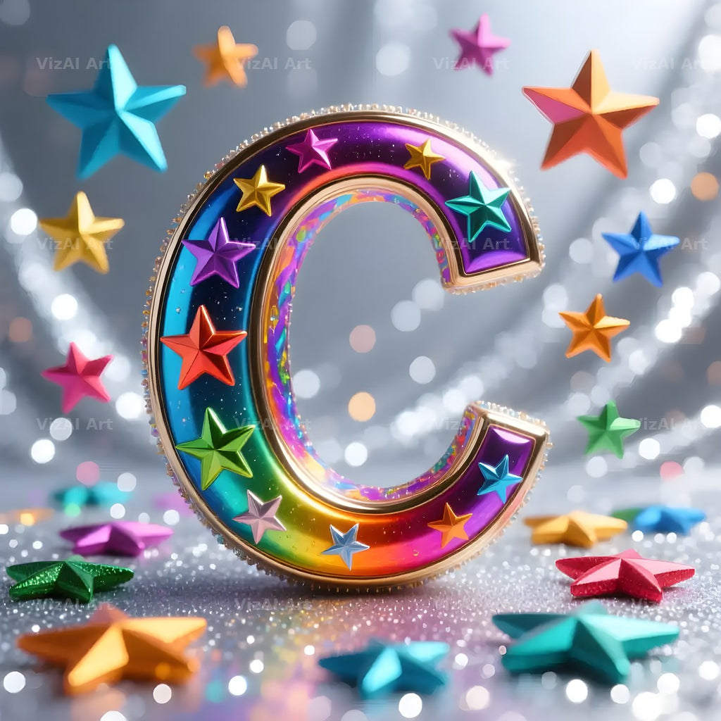 Star Confetti Pop alphabet letter C
