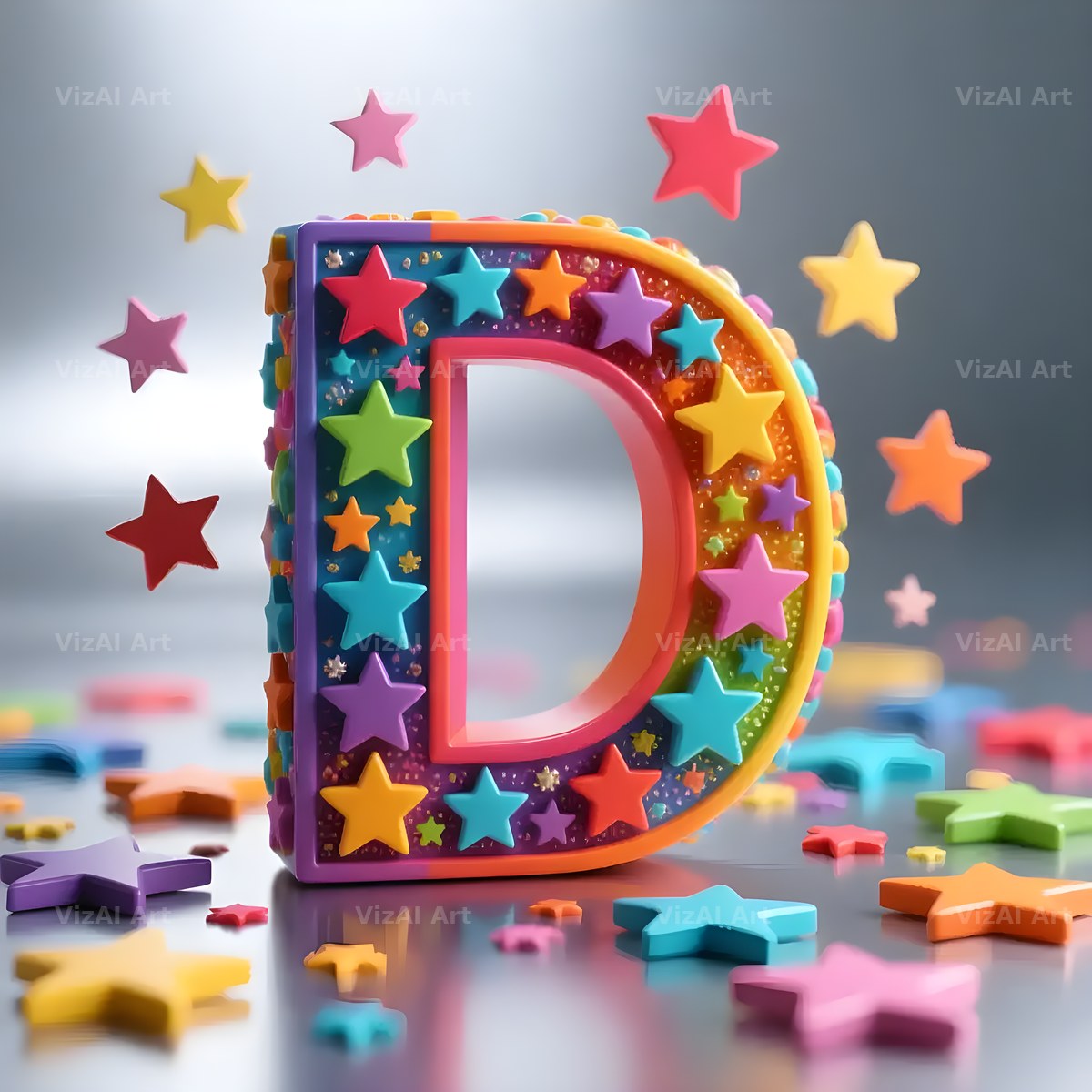 Star Confetti Pop alphabet letter D