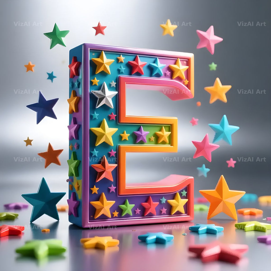 Star Confetti Pop alphabet letter E