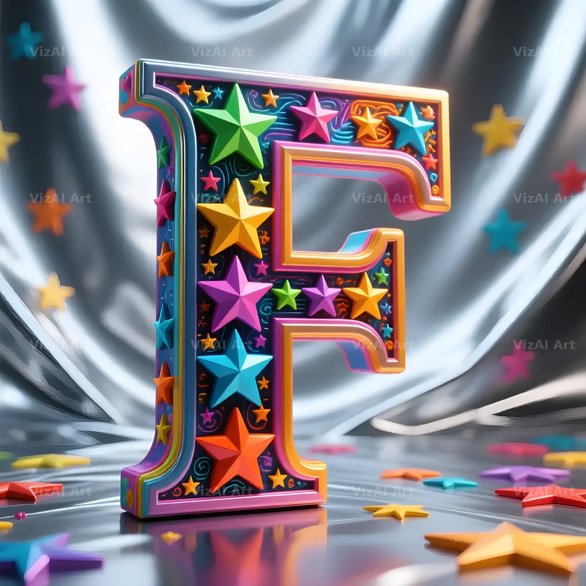 Star Confetti Pop alphabet letter F