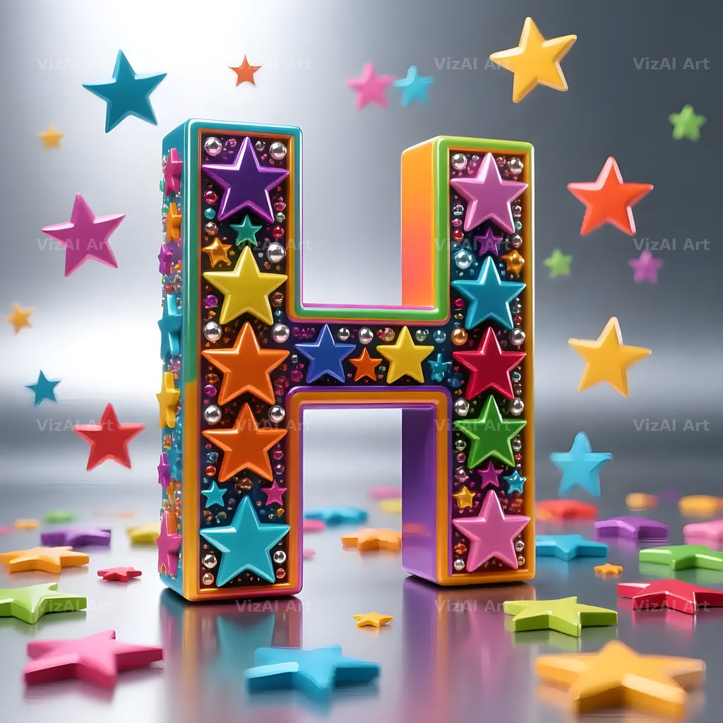 Star Confetti Pop alphabet letter H