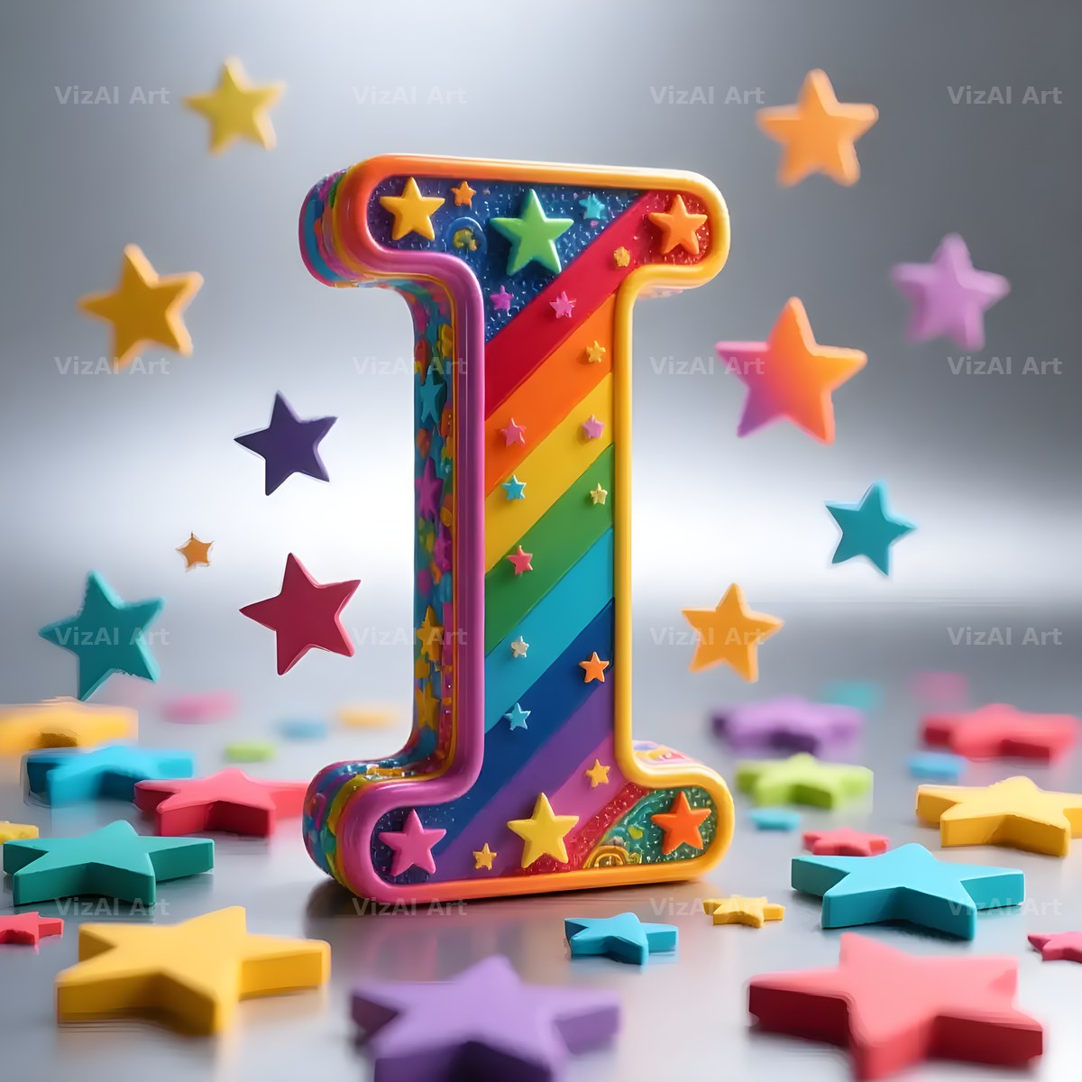 Star Confetti Pop alphabet letter I