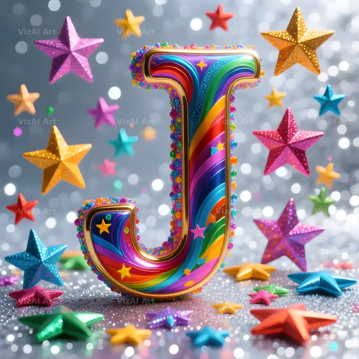 Star Confetti Pop alphabet letter J