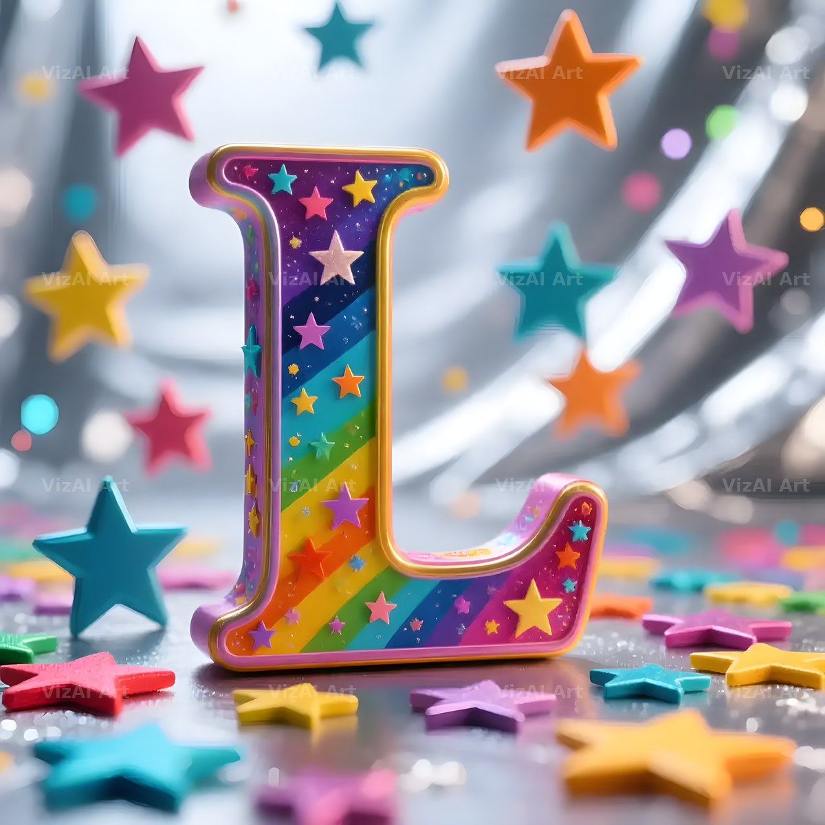 Star Confetti Pop alphabet letter L