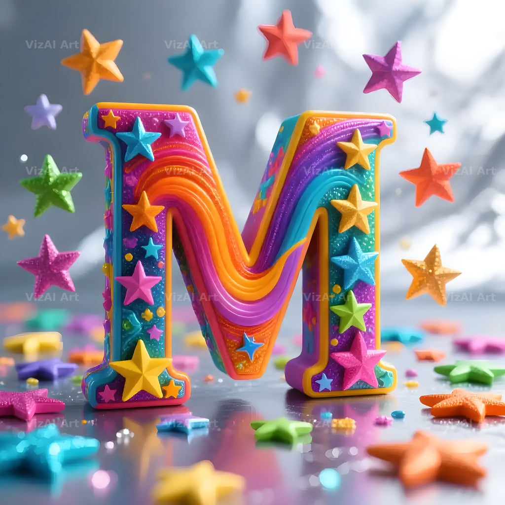 Star Confetti Pop alphabet letter M