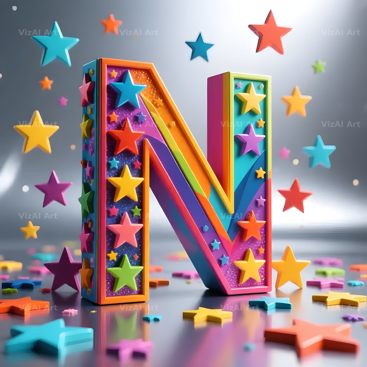 Star Confetti Pop alphabet letter N